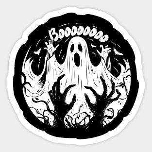 Ghost scaring person Sticker